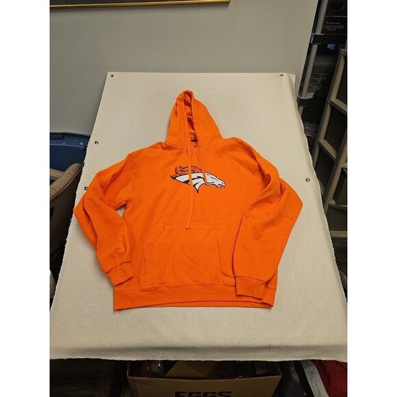 Fruit Of The Loom Hoodie Denver Broncos Manning 18 Oarnge NFL Football SZ L - Picture 1 of 6